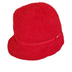 Red Kangol Hat Bucket Hat Cloche Angora Wool Vintage 1960s 60s Made in England